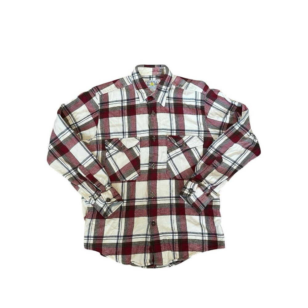 Alaska Wilderness Gear 1959 Red and White Plaid Thick Cotton Flannel Size M